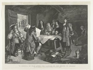 Wilhelm III. hält Kriegsrat in einer Fischerhütte, 1688 von Williamson