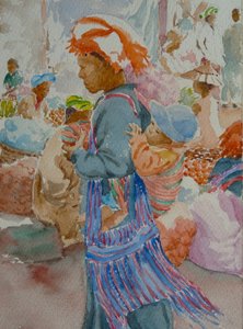 Nampan-Markt, an die Mutter klammernd von Wilson Clive