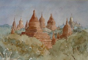 Bagan-Sonnenaufgang, in Richtung Ananda