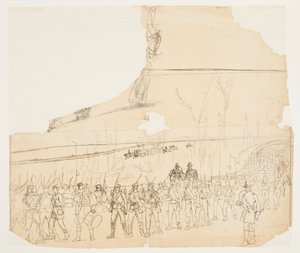 Eine Infanteriekolonne auf dem Marsch