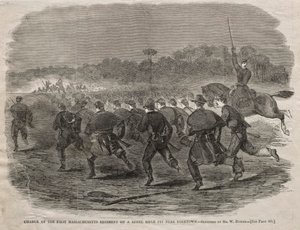 Angriff des ersten Massachusetts-Regiments auf eine Rebellen-Schützenstellung bei Yorktown, 1862 von Winslow Homer