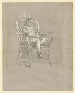 Kind auf einem Korbstuhl sitzend von Winslow Homer
