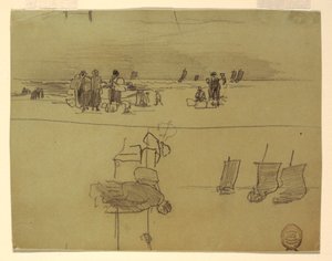 Strandszene mit Frauen, die Körbe tragen, Cullercoats, England, 1881–82 von Winslow Homer