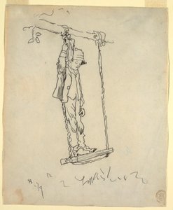 Zeichnung, Junge auf einer Schaukel, 1879 von Winslow Homer