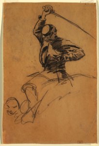 Zeichnung, Kavalleriesoldat mit Schwert zu Pferd, 1863 von Winslow Homer