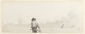 Zeichnung, Mann mit einer Sense, ca. 1865 von Winslow Homer