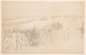 Zeichnung, Marschierende Infanteriekolonne, ca. 1862