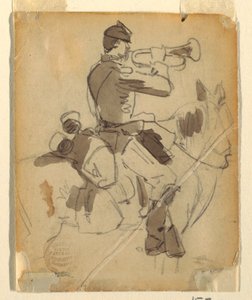 Zeichnung, Berittener Trompeter, 1862 von Winslow Homer