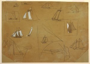 Skizzen von Segelbooten, Cullercoats, England, 1881–82