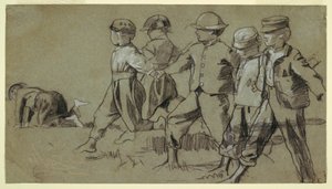 Zeichnung, Studie für "Fang die Peitsche", 1872 von Winslow Homer