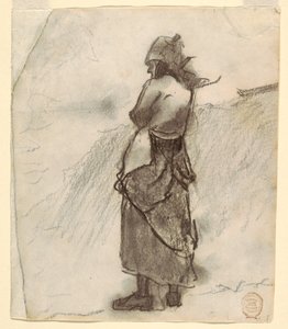 Frau schaut aufs Meer, Cullercoats, England, 1881–82 von Winslow Homer