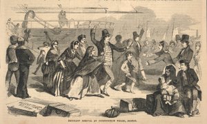 Ankunft der Auswanderer am Constitution Wharf, Boston, aus Ballou