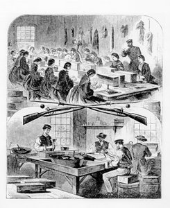 Patronen füllen im Arsenal in Watertown, Massachusetts, 1860er Jahre von Winslow Homer