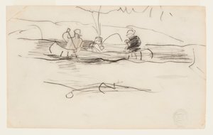 Fischer und zwei andere Männer in einem Kanu von Winslow Homer
