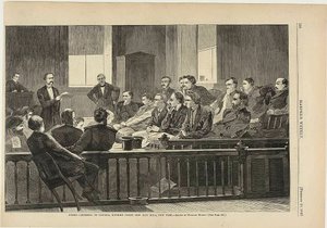 Geschworene hören dem Anwalt zu, Oberster Gerichtshof, Neues Rathaus, New York von Winslow Homer