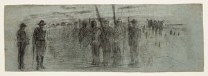 Offizier und Adjutant inspizieren ein Geschwader von Winslow Homer