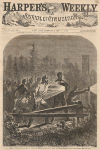Rebellen außerhalb ihrer Werke in Yorktown, die mit dunklen Laternen erkunden, aus Harper von Winslow Homer