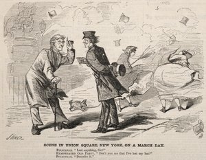 Szene am Union Square, New York, an einem Märztag