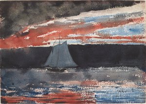 Schoner bei Sonnenuntergang von Winslow Homer