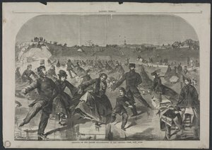 Schlittschuhlaufen auf dem Damen-Schlittschuhteich im Central Park, New York, 1860