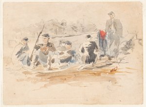 Soldaten, die in einer Gruppe sitzen von Winslow Homer