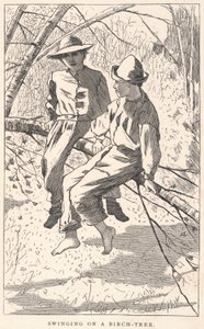 Schaukeln auf einer Birke, aus Our Young Folks, Juni 1867 von Winslow Homer