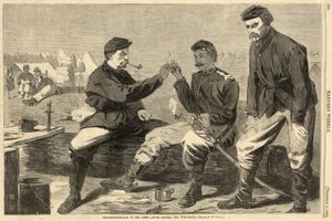 Thanksgiving-Day in der Armee - Nach dem Abendessen: Der Wunschknochen, aus Harpers Weekly, veröffentlicht 1864 von Winslow Homer