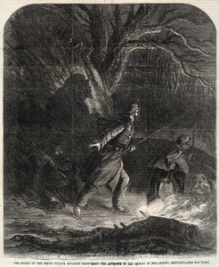 Die Vorhut des zehnten Indiana-Regiments entdeckt das Herannahen der Rebellen von Winslow Homer