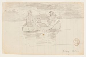 Drei Männer in einem Kanu, Il Manigne, Quebec von Winslow Homer