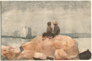 Zwei Jungen beobachten Schoner von Winslow Homer
