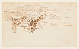 Zwei Dories werden zu Wasser gelassen, England von Winslow Homer