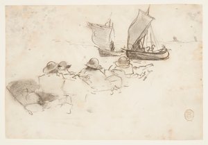 Zwei Fischerboote mit Segeln, Cullercoats, England von Winslow Homer