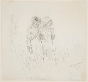 Zwei Mädchen auf einem Feld von Winslow Homer
