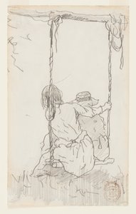 Zwei Mädchen auf einer Schaukel von Winslow Homer