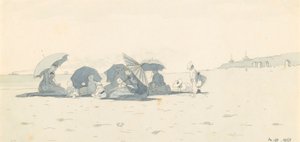 Frauen und Kinder am Strand von Long Branch, New Jersey von Winslow Homer
