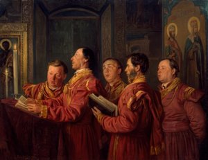 Chorsänger in der Kirche von Wladimir Jegorowitsch Makowski