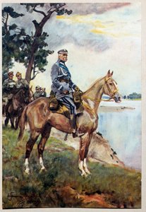 Reiterporträt von Marschall Jozef (Joseph) Klemens Pilsudski (1867-1935) auf seinem Lieblingspferd Kasztanka