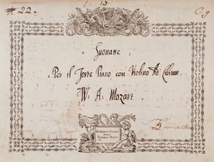 Frontispiz der Sonate für Fortepiano und Violine von Mozart