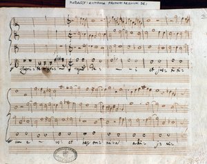 Notenblatt von Querite primum regnum Dei von Mozart zur Erlangung des Titels Accademico filarmonico (1770) von Wolfgang Amadeus Mozart