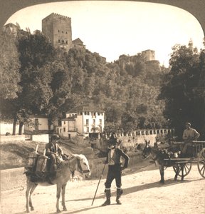 Mauern und Türme der Alhambra, Granada, Spanien, 1896