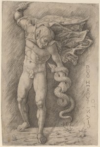 Faun kämpft mit einer Schlange von Workshop of Andrea Mantegna