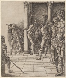 Geißelung Christi mit dem Pflaster von Workshop of Andrea Mantegna