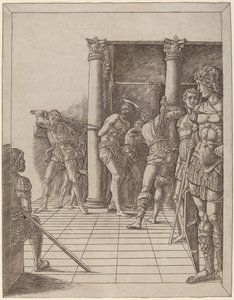 Geißelung Christi mit dem Pflaster von Workshop of Andrea Mantegna