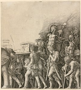 Der Triumph Caesars: Soldaten tragen Trophäen