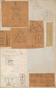 Seite aus einem Sammelalbum mit Zeichnungen und mehreren Architekturabdrücken, ca. 1800-1850. Schöpfer: Werkstatt von Charles Percier, Werkstatt von Pierre François Léonard Fontaine