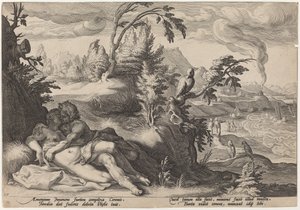 Apollo und Coronis von Workshop of Hendrick Goltzius, after Hendrick Goltzius