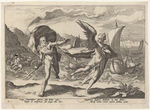 Coronis verwandelt sich in eine Krähe von Workshop of Hendrick Goltzius, after Hendrick Goltzius