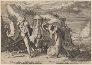 Deukalion und Pyrrha bevölkern die Erde neu von Workshop of Hendrick Goltzius, after Hendrick Goltzius
