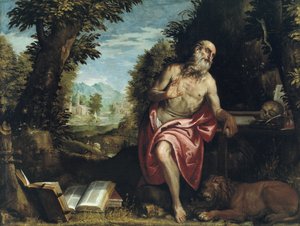 Heiliger Hieronymus in der Wildnis, 1585-90 von Workshop of Veronese