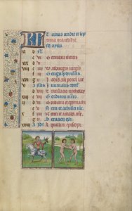 Ein Mann beim Beizjagen; Tierkreiszeichen Zwillinge von Workshop of Willem Vrelant